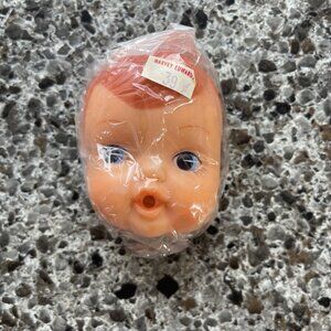 Vtg Rubber Brown Hair Baby Doll Making Head Face Hands Thumbsucking‎ Bottle